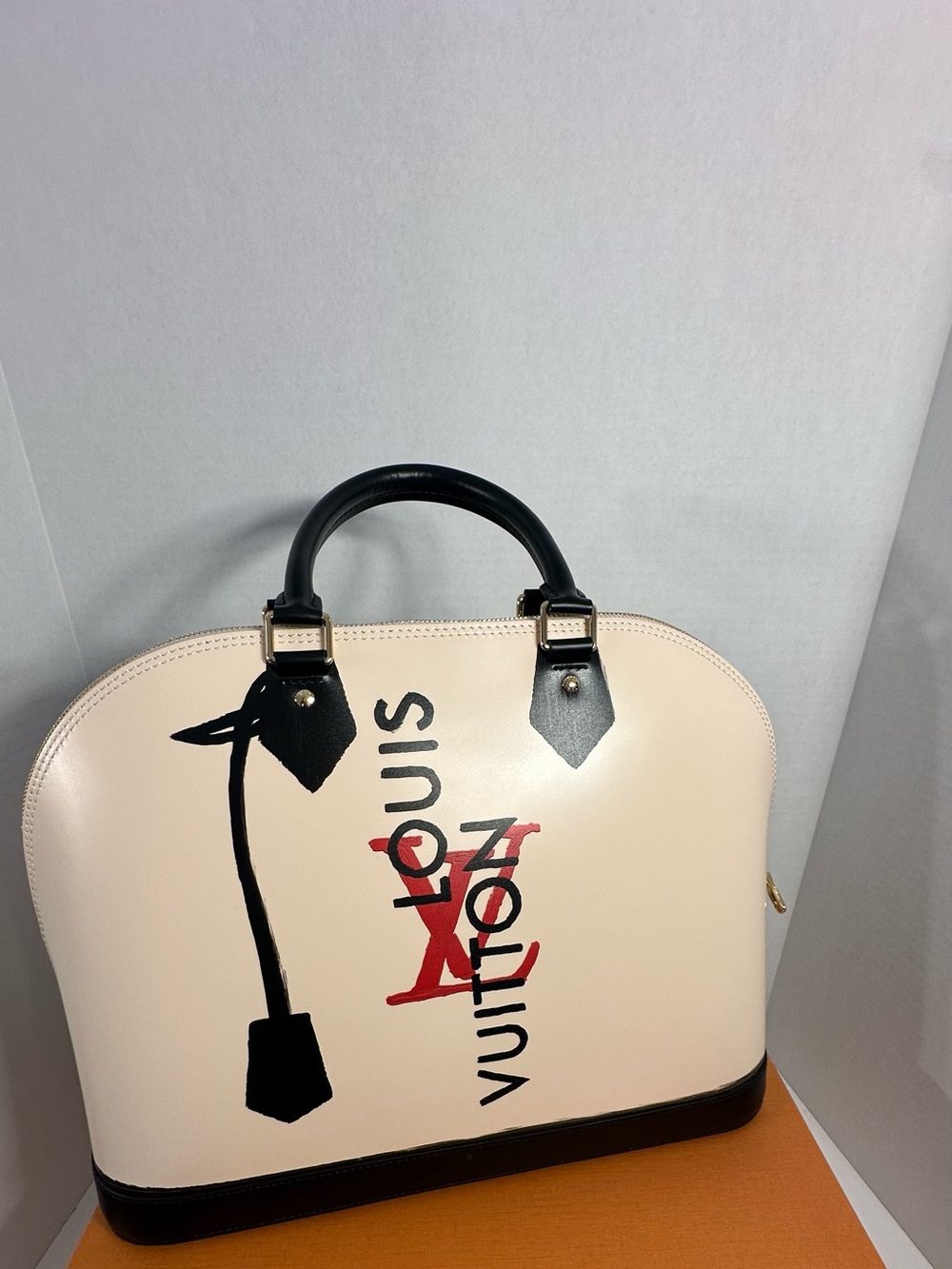 Authentic Louis Vuitton Alma GM Trompe l’oeil Handbag - Cream & Black